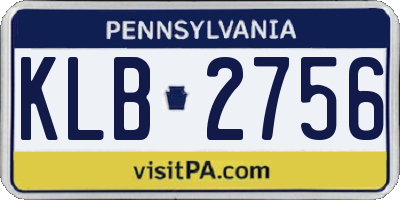 PA license plate KLB2756