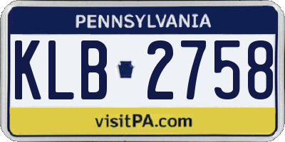 PA license plate KLB2758