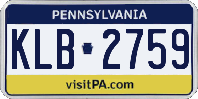 PA license plate KLB2759