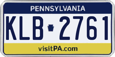 PA license plate KLB2761