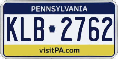 PA license plate KLB2762