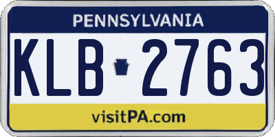 PA license plate KLB2763