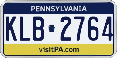 PA license plate KLB2764