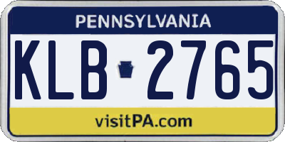 PA license plate KLB2765