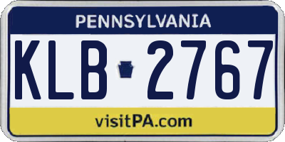 PA license plate KLB2767