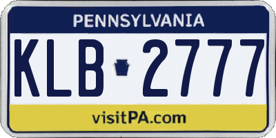 PA license plate KLB2777