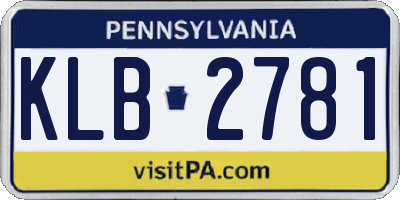 PA license plate KLB2781