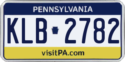 PA license plate KLB2782