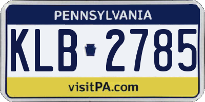 PA license plate KLB2785