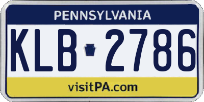 PA license plate KLB2786