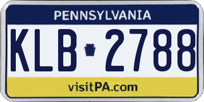 PA license plate KLB2788