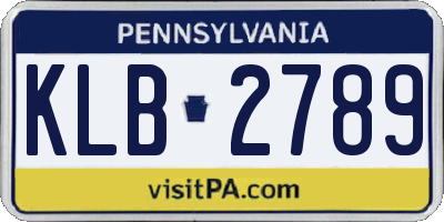PA license plate KLB2789