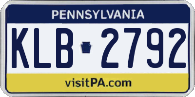 PA license plate KLB2792