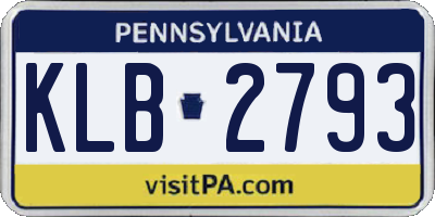 PA license plate KLB2793