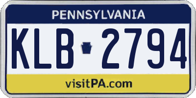 PA license plate KLB2794