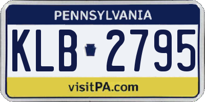 PA license plate KLB2795