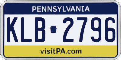 PA license plate KLB2796