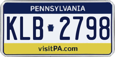 PA license plate KLB2798