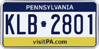 PA license plate KLB2801