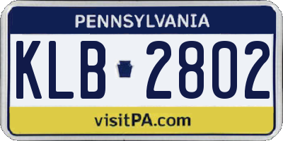 PA license plate KLB2802