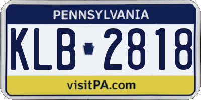PA license plate KLB2818