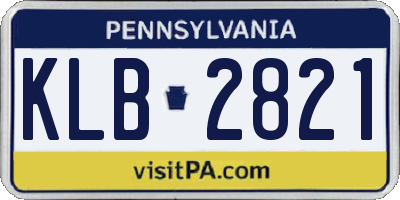 PA license plate KLB2821