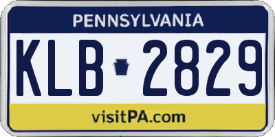PA license plate KLB2829