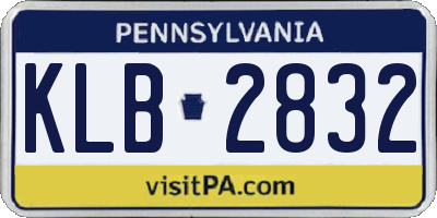 PA license plate KLB2832