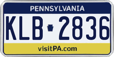 PA license plate KLB2836