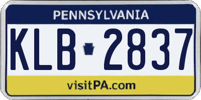 PA license plate KLB2837