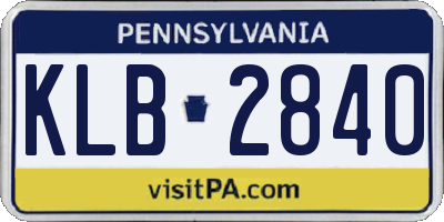 PA license plate KLB2840