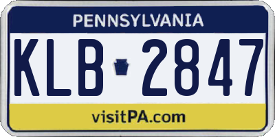 PA license plate KLB2847