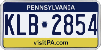 PA license plate KLB2854