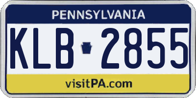 PA license plate KLB2855
