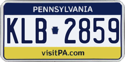 PA license plate KLB2859