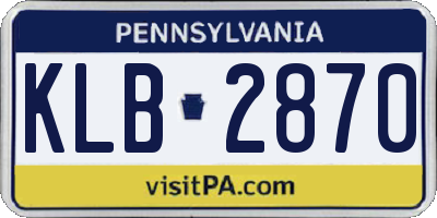 PA license plate KLB2870