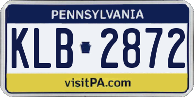 PA license plate KLB2872