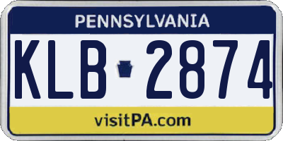 PA license plate KLB2874