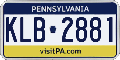 PA license plate KLB2881