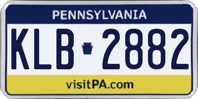 PA license plate KLB2882