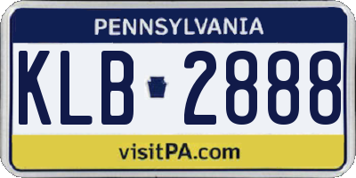 PA license plate KLB2888