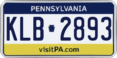 PA license plate KLB2893