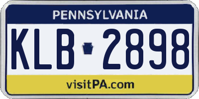 PA license plate KLB2898