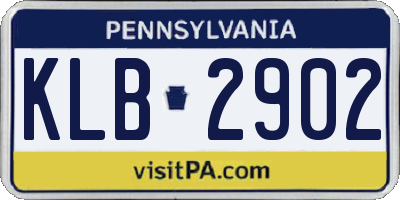 PA license plate KLB2902