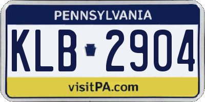 PA license plate KLB2904