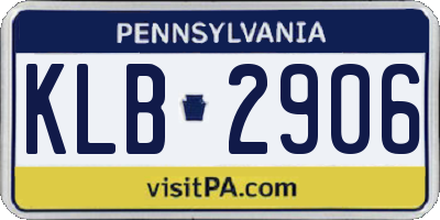 PA license plate KLB2906