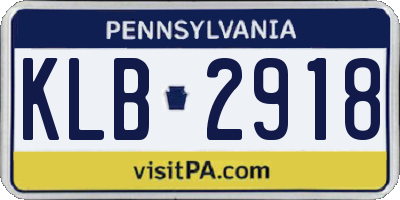 PA license plate KLB2918