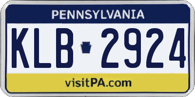 PA license plate KLB2924