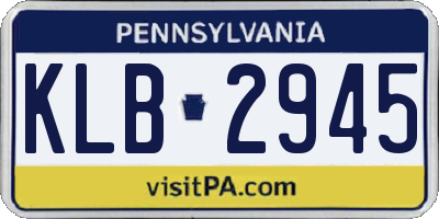PA license plate KLB2945