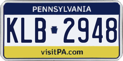 PA license plate KLB2948